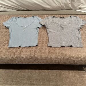 Brandy Melville 2 eyelet tops o/s blue and gray